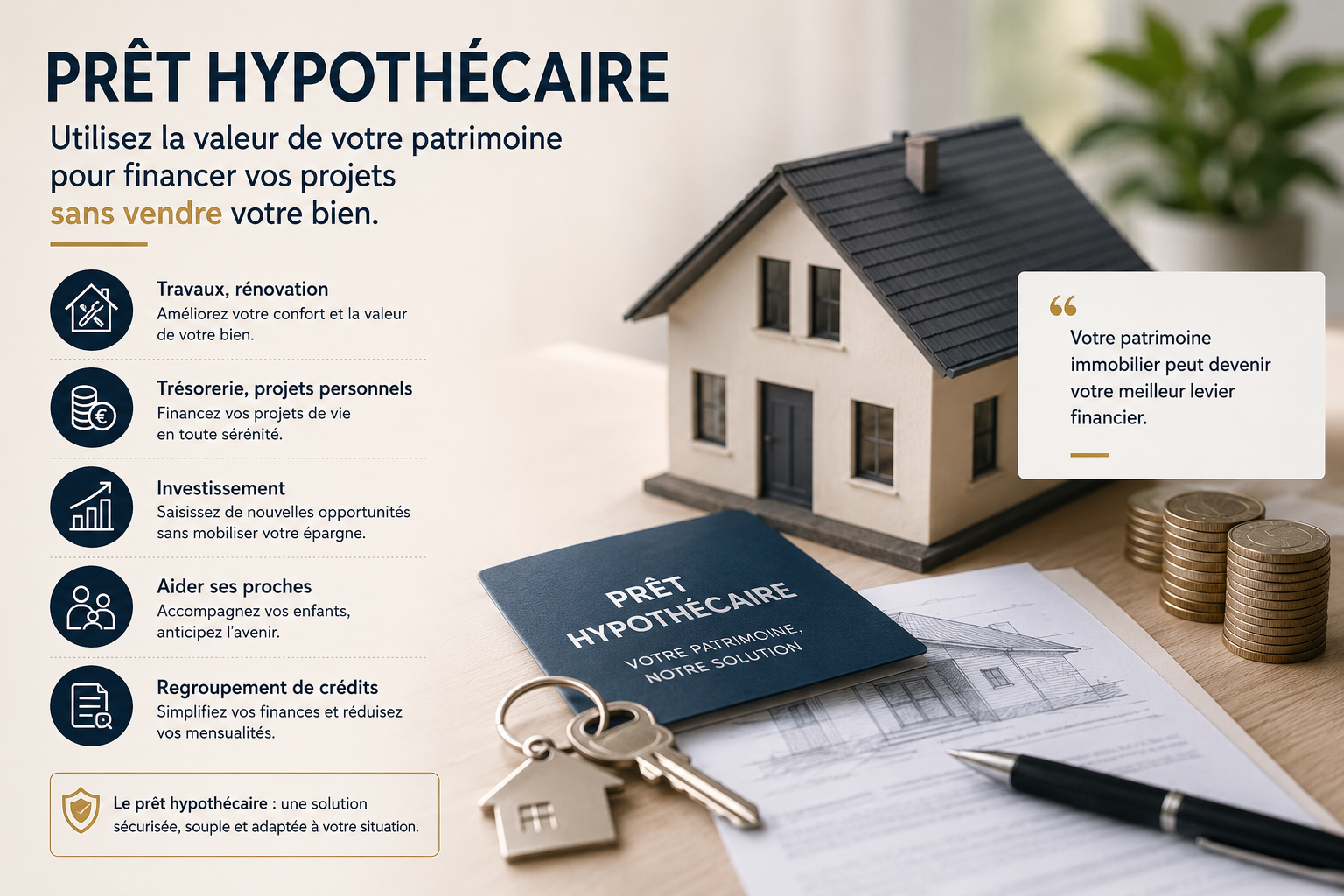 prêt hypothécaire patrimoine immobilier pour financer projet